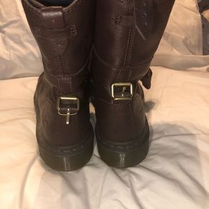 Maroon London flag doc martens.